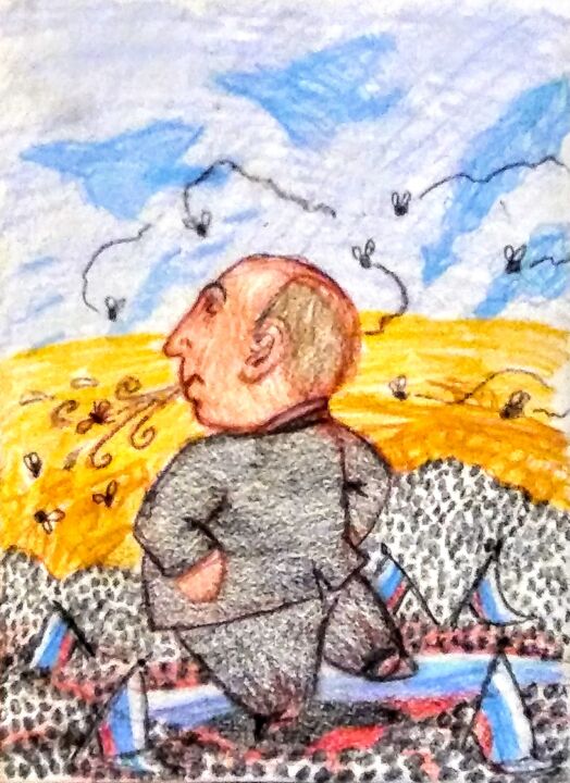 Puti-Puff Spits Out Little Russian Flies from his Mouth 图画, 8x6 in