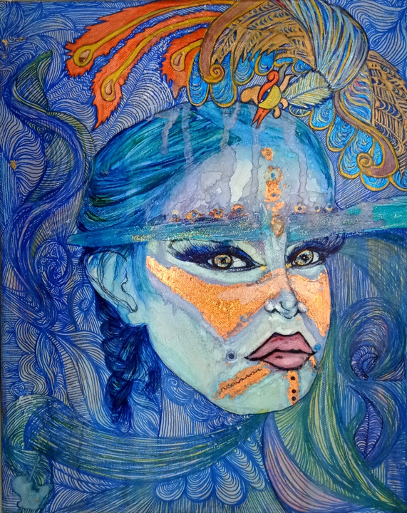 the beautiful amazon 绘画, 16.1x13 in
