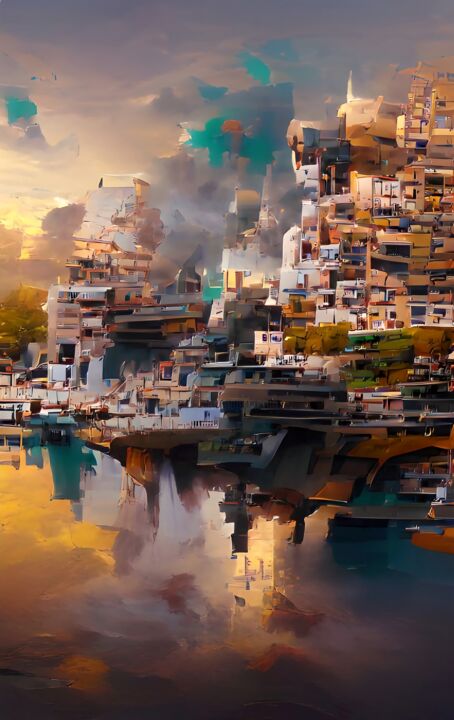 CITY BESIDES LAKE 数字艺术