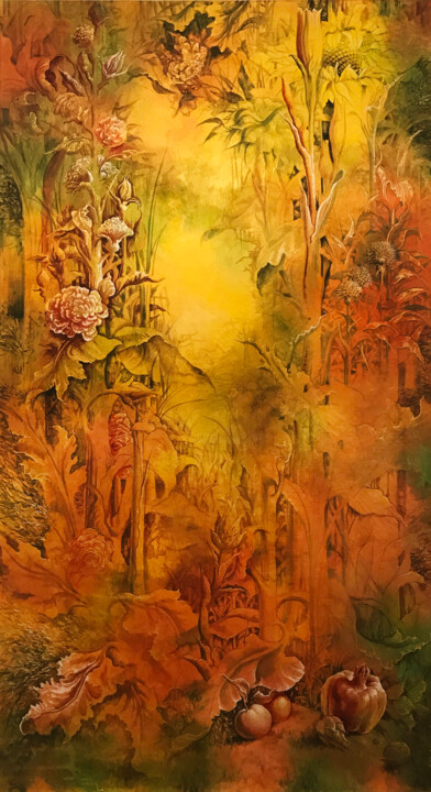 Peinture intitulée "Breakfast in the Gr…" par Alexander Kudriavchenko, Œuvre d'art originale, Acrylique
