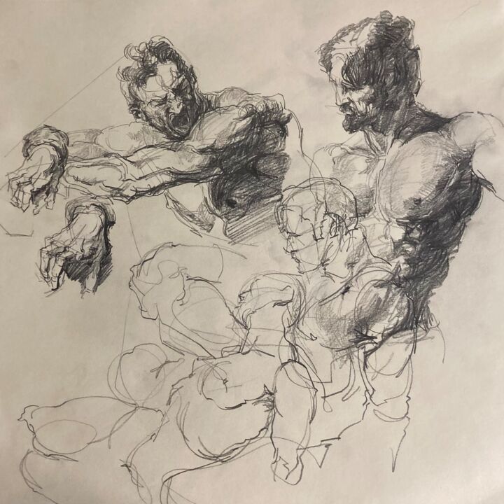 "Male figure sketches" başlıklı Resim Icarus tarafından, Orijinal sanat, Karakalem