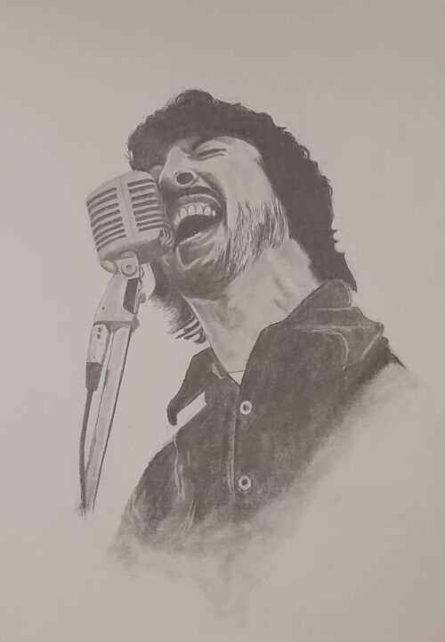 图画 标题为“Dave Grohl” 由Alastair Donaldson, 原创艺术品, 铅笔