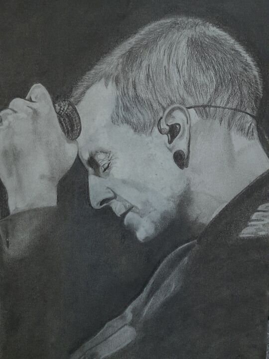 图画 标题为“Chester Bennington” 由Alastair Donaldson, 原创艺术品, 铅笔