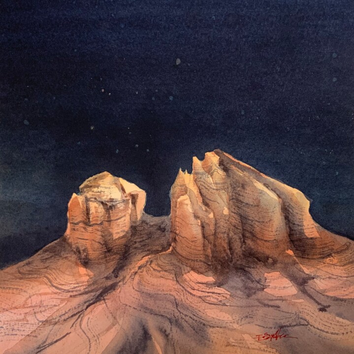 Painting titled "Sedona F2 61" by Isabelle Seruch Capouillez, Original Artwork, Watercolor