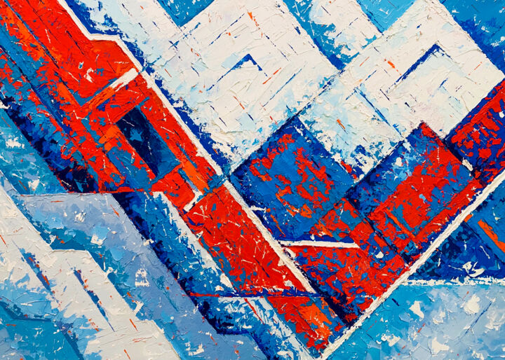Painting titled "POWER_abstract land…" by Ekaterina Bechasnova, Original Artwork, Oil Mounted on Wood Stretcher frame