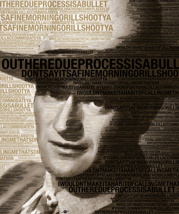 Young John Wayne Painting With Quotes 绘画, 24x20 in