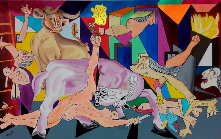 Guernica variation XL 绘画, 28.7x45.7 in