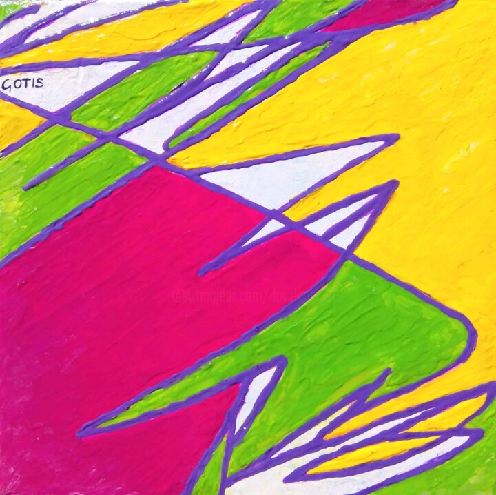 Painting titled "Zig-Zag - Abstracti…" by Davidian Gotis Abstraction Abstraite, Original Artwork, Acrylic