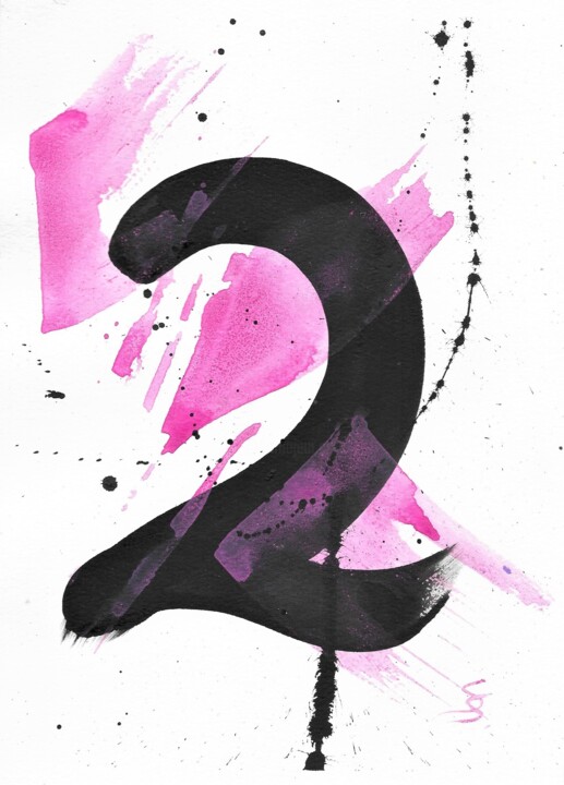MAGIC NUMBERS “2” (Man - deuce) 绘画, 11.8x8.3 in