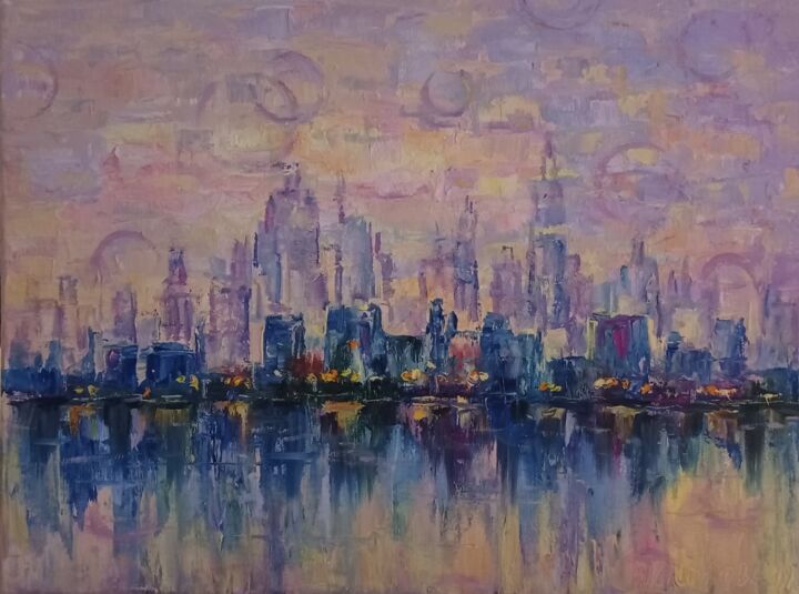 призрачный город 绘画, 11.8x15.8 in