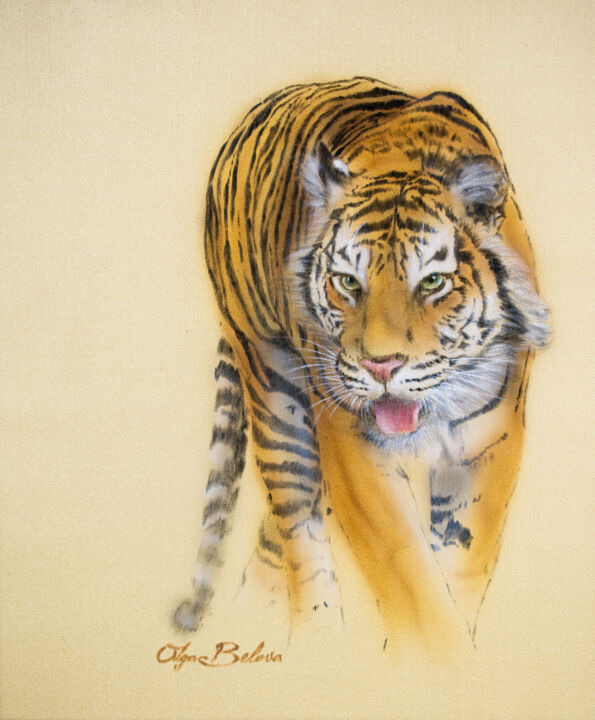 Good Luck Tiger Charm 2 绘画, 9.1x7.9 in