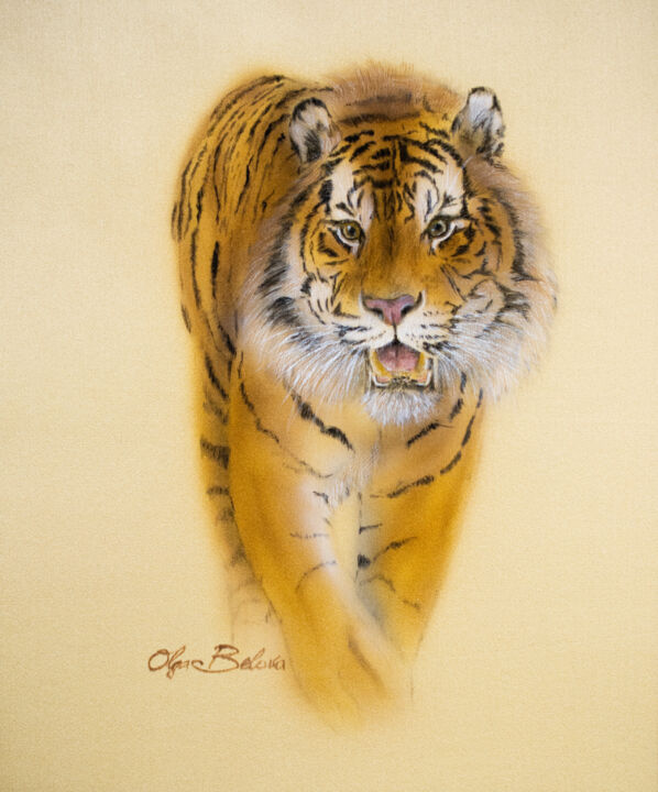 Good Luck Tiger Charm 3 绘画, 9.1x7.9 in