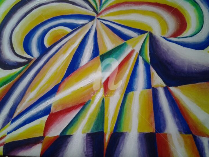 Painting titled "Fuga di colori" by Arduino Rossi, Original Artwork, Acrylic Mounted on Wood Stretcher frame