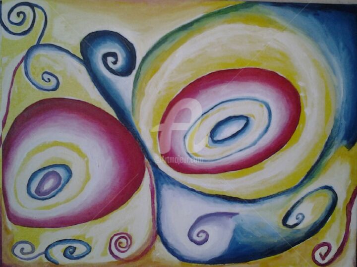 Painting titled "Forme" by Arduino Rossi, Original Artwork, Oil Mounted on Wood Stretcher frame