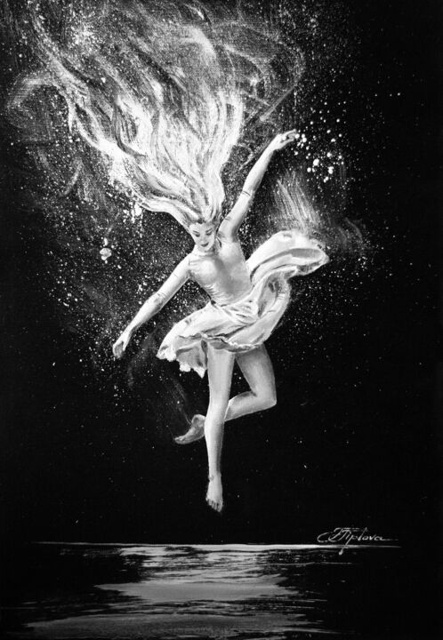 ''THE RETURN''. COLLECTION ''BLACK AND WHITE''. 绘画, 19.7x13.8 in