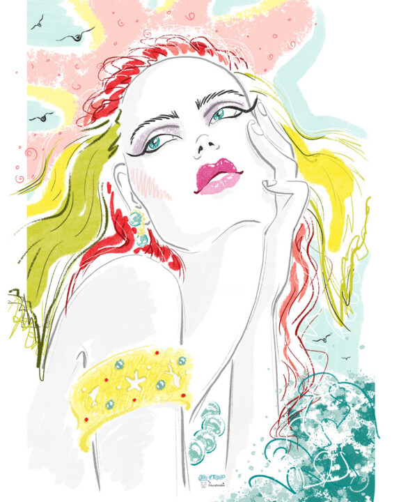 Digital Arts titled "Sea Queen (Baltic S…" by Tatiana Dushenkova, Original Artwork, Digital Painting Mounted on Other rigid…