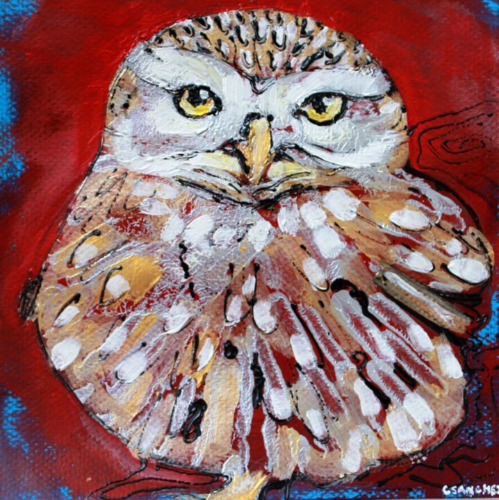 Owl#06 绘画, 7.5x7.5 in