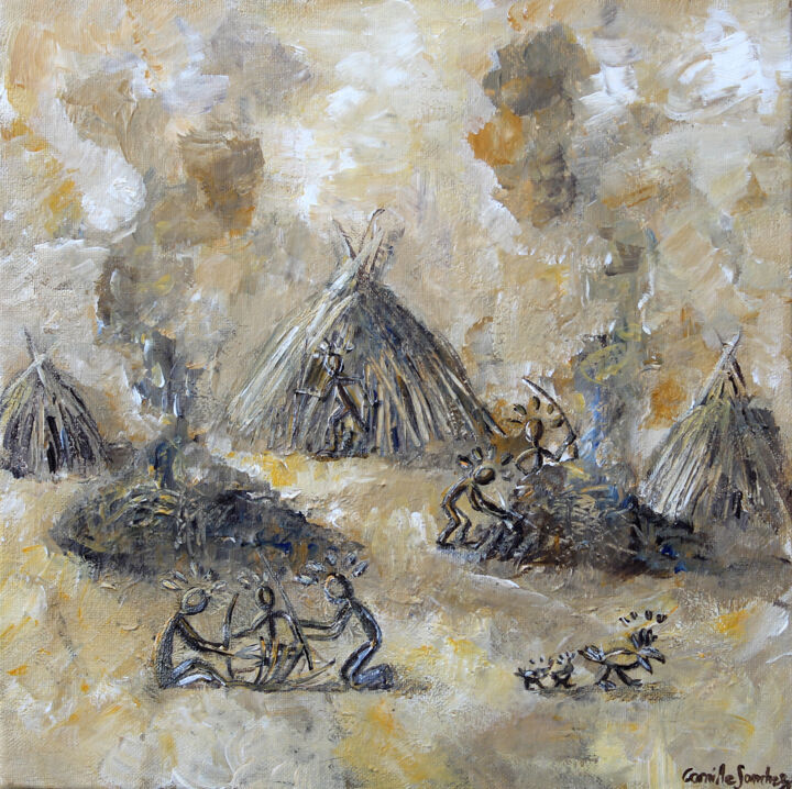 The village 绘画, 11.8x11.8 in