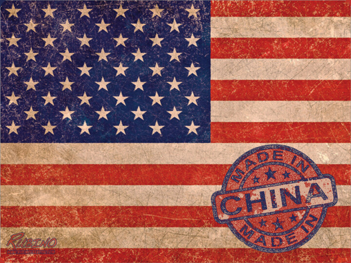 American Flag Made In China 绘画, 18x24 in