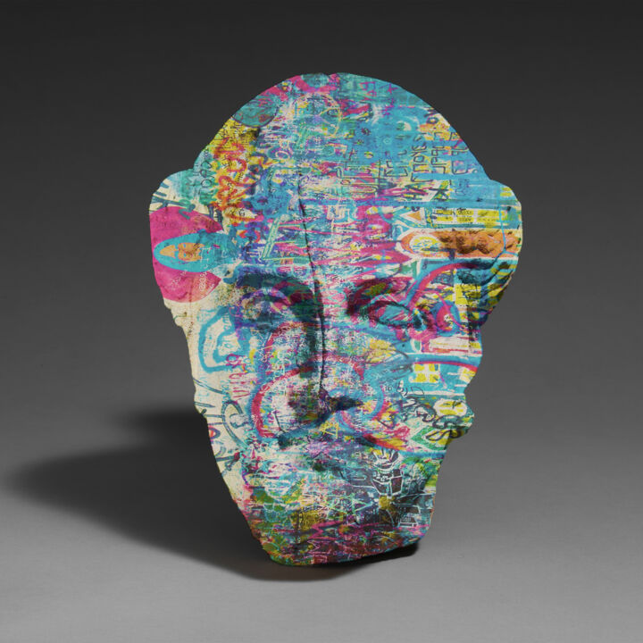 Statue Head With Graffiti 绘画, 20x20 in