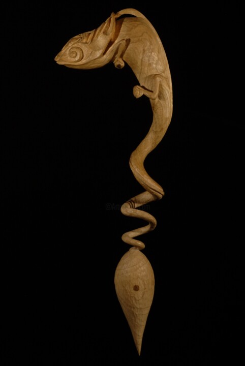 le caméléon et la goutte 雕塑, 22.4x7.5 in