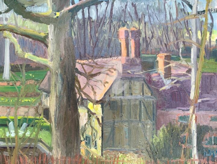 Barford Mill in Afternoon Sunlight 绘画, 5.5x7.5 in