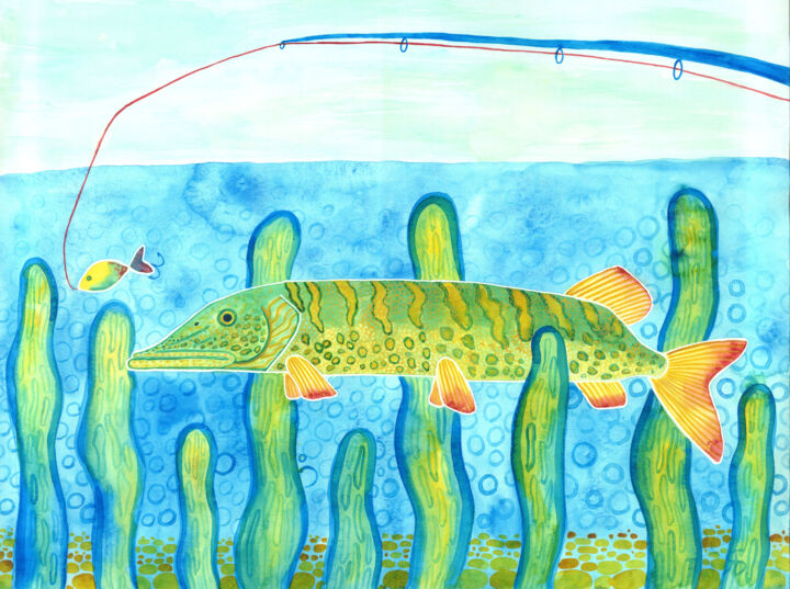 Pintura titulada "Pike" por Yana Bila, Obra de arte original, Acuarela