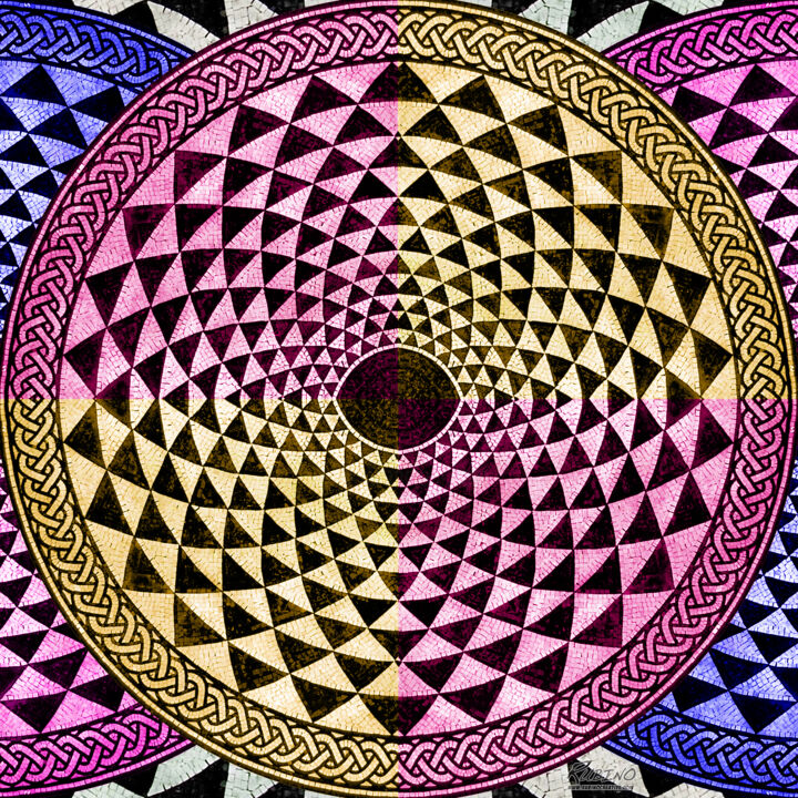 Mosaic Circle Symmetric 绘画, 24x24 in