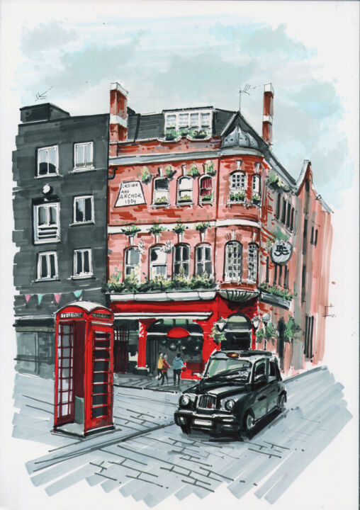 Picadilly Street 绘画, 12x8 in