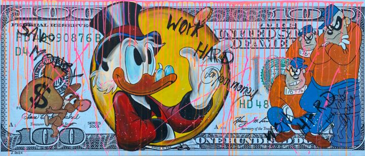 work hard - safe money 绘画, 25.6x59.1 in