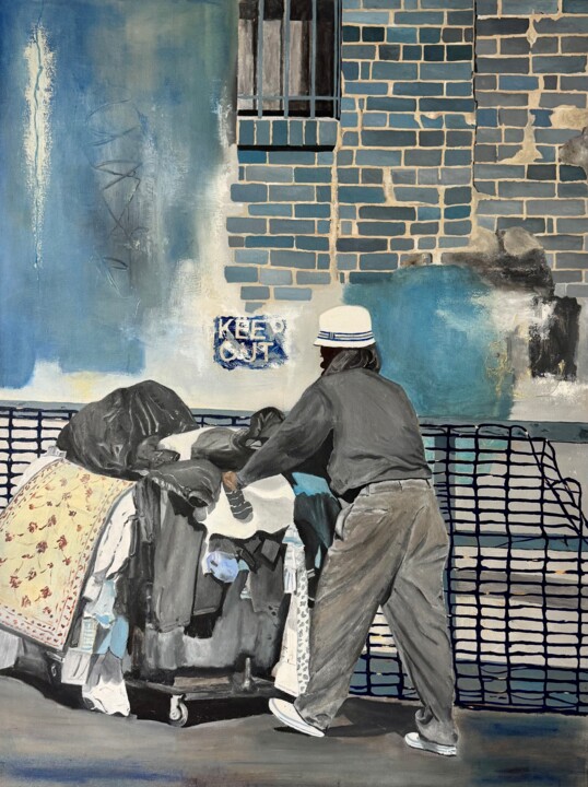 Malarstwo zatytułowany „HOBO BLUES” autorstwa Mats Pehrson, Oryginalna praca, Olej Zamontowany na Drewniana rama noszy