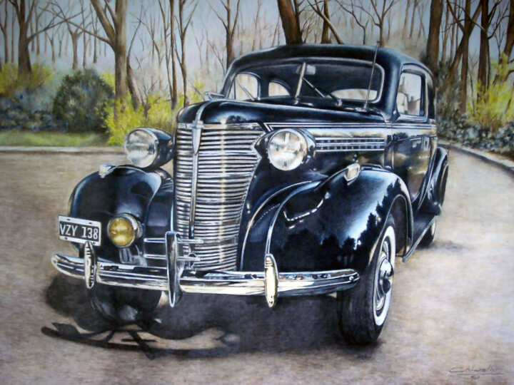 Chevrolet 1938 绘画, 19.7x27.6 in