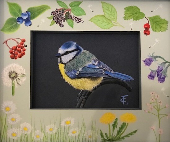 Dibujo titulada "La fée Bleue" por Pastels Et Velours, Obra de arte original, Pastel Montado en Bastidor de camilla de madera