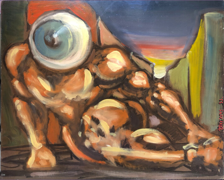 " Lilliput AnXiété " - Série LILLIPUT 绘画, 16.5x21.7 in