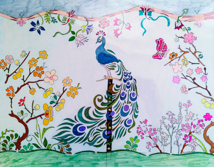 Peacock Pose 图画, 18x24 in