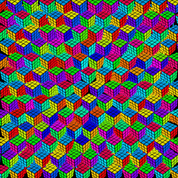 Rubik's Cube Abstract 绘画, 24x24 in