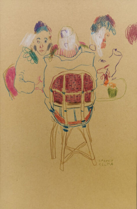 Un café de Paris 图画, 11.8x7.9 in