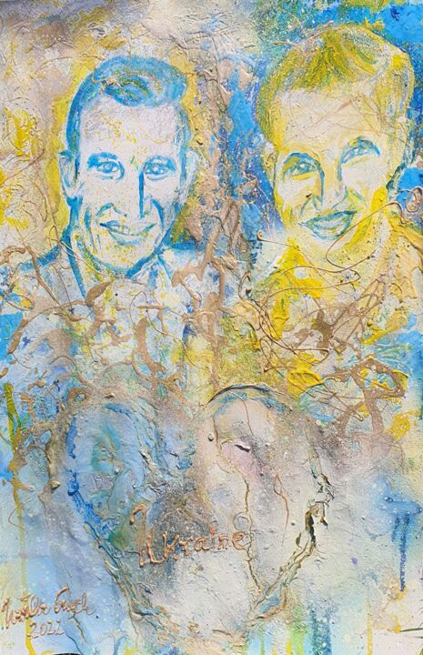 In love to Ukraine: Vitali and wladimir Klitschko 绘画, 22.1x14.6 in