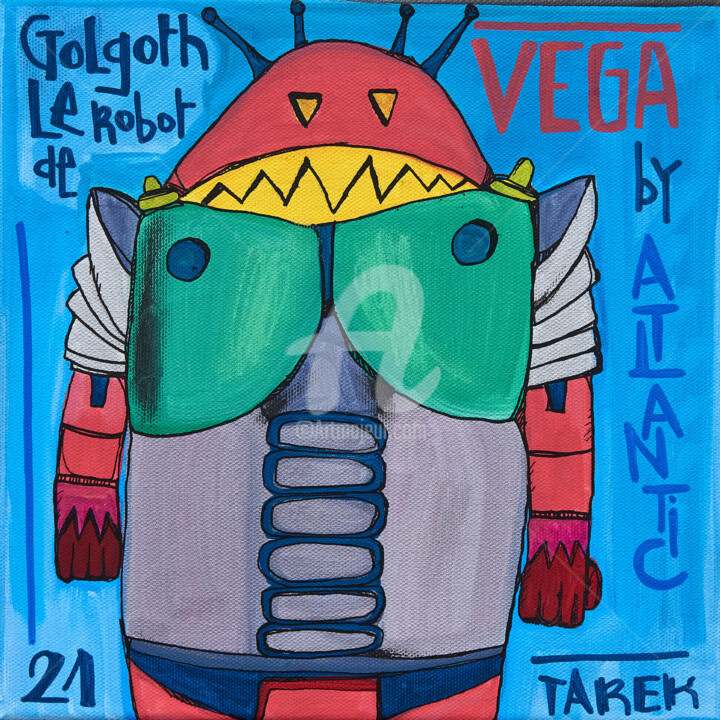 Golgoth le robot de Véga 绘画, 9.8x9.8 in