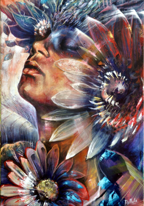Femme aux fleurs 绘画, 39.4x27.6 in