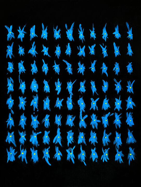 绘画 标题为“88 étoiles bleues” 由Vincent Sébart, 原创艺术品, 丙烯 安装在木质担架架上