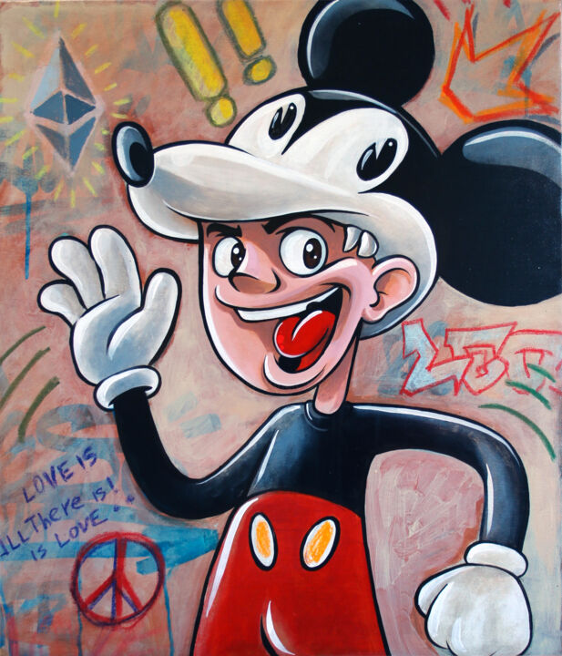 Painting titled "Puppetcoin" by Leo Montemanni, Original Artwork, Acrylic Mounted on Wood Stretcher frame