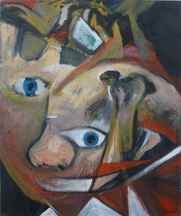 Painting titled "Keep It Together" by Scott Spencer, Original Artwork, Oil Mounted on Wood Stretcher frame