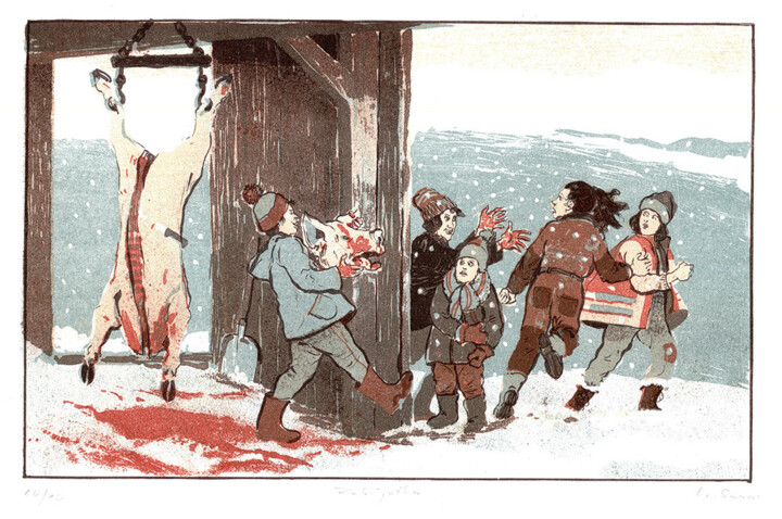 印花与版画 标题为“Party (zabíjačka)” 由Rudolf Suran, 原创艺术品, 光刻技术