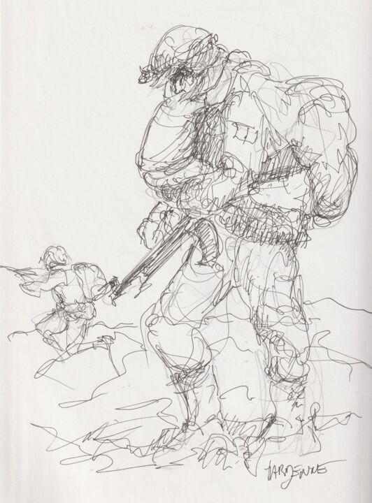 war ukraine: soldier and child 图画
