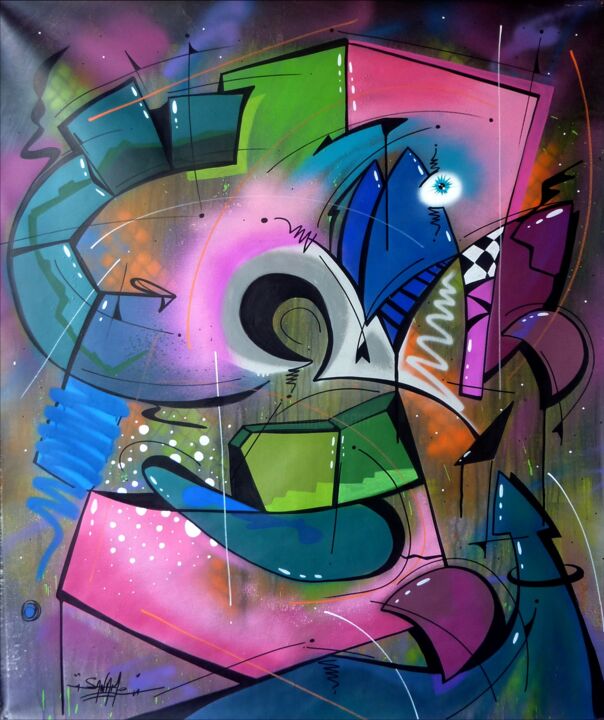 Peinture intitulée "Fish 16" par Saname, Œuvre d'art originale, Bombe aérosol