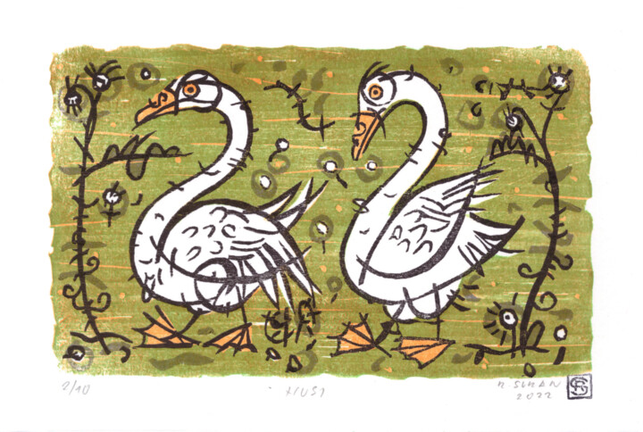 Geese 印花与版画, 4.9x7.4 in