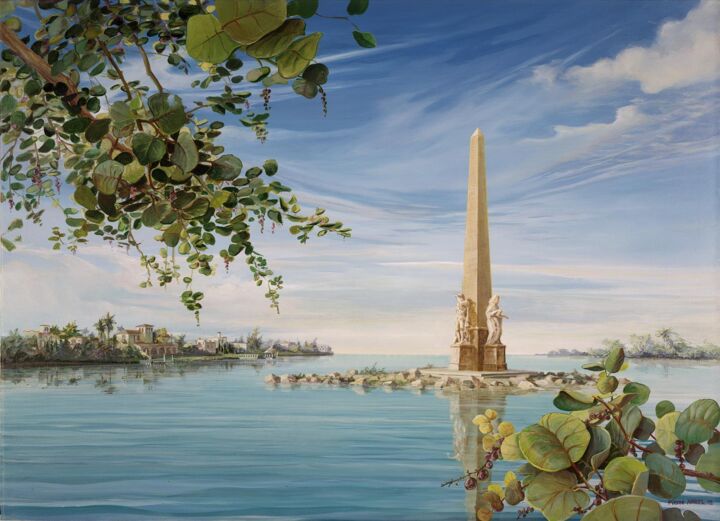 Peint en vrai dehors, la côte sud de la Floride 绘画, 35.8x50 in