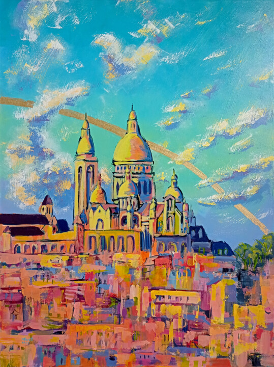 Сonstancy. Basilica of the Sacred Heart of Montmartre Paris 绘画, 31.5x23.6 in