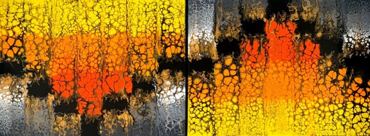 Painting titled "Alternance" by Ghislaine Chapuis, Original Artwork, Acrylic Mounted on Wood Stretcher frame